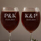 Initialen für Paare Blumen - Zwei gravierte Weingläser