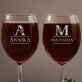 Initiale Name floral - Zwei gravierte Weingläser