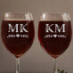 Initialen floral - Zwei gravierte Weingläser