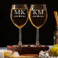 Initialen floral - Zwei gravierte Weingläser