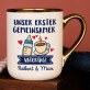 Unser erster gemeinsamer vatertag - Ein Becher mit farbigem rand