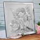Heilige Taufe - Engel mit Laterne - Silbernes Bild mit Gravur